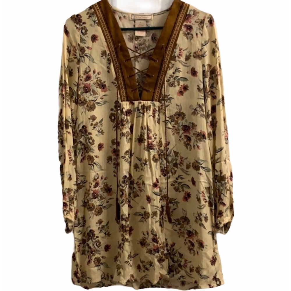 Flying tomato Lace up brown suede dress small